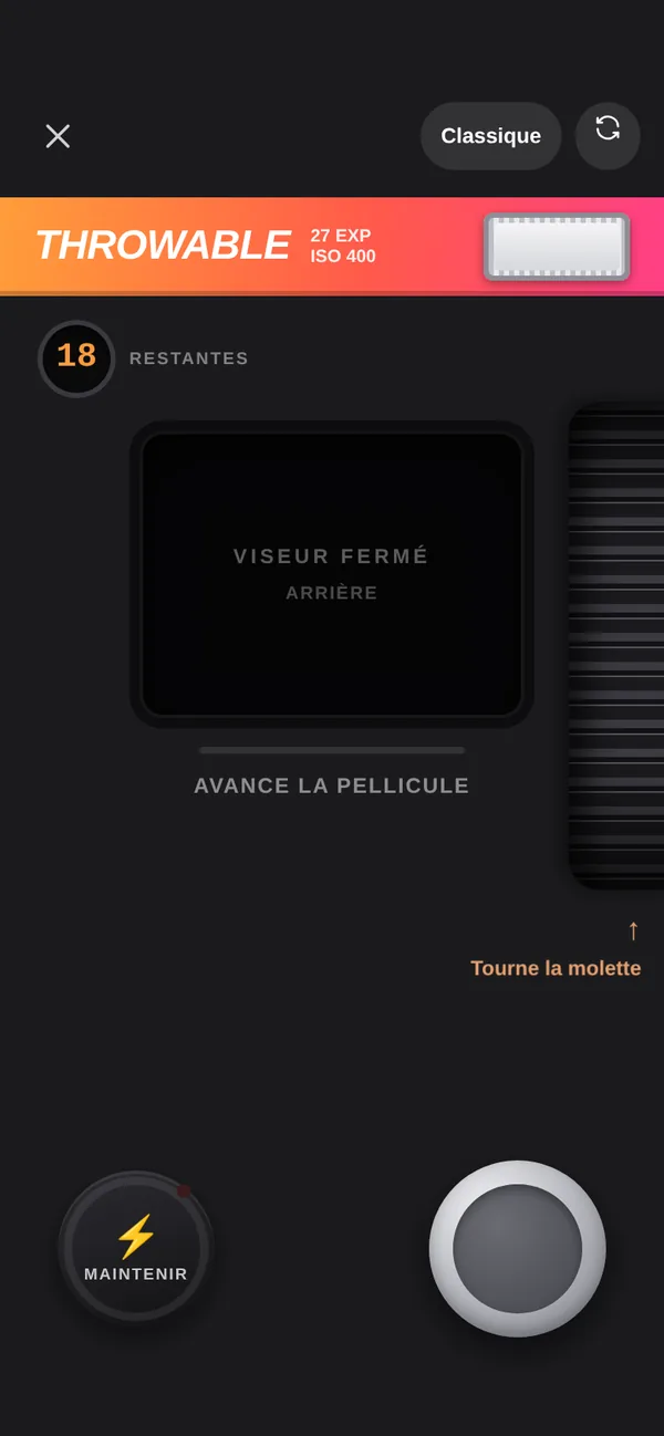 L’appareil jetable, viseur fermé