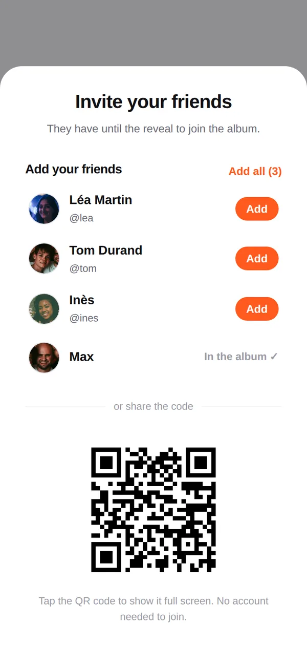 Inviting friends